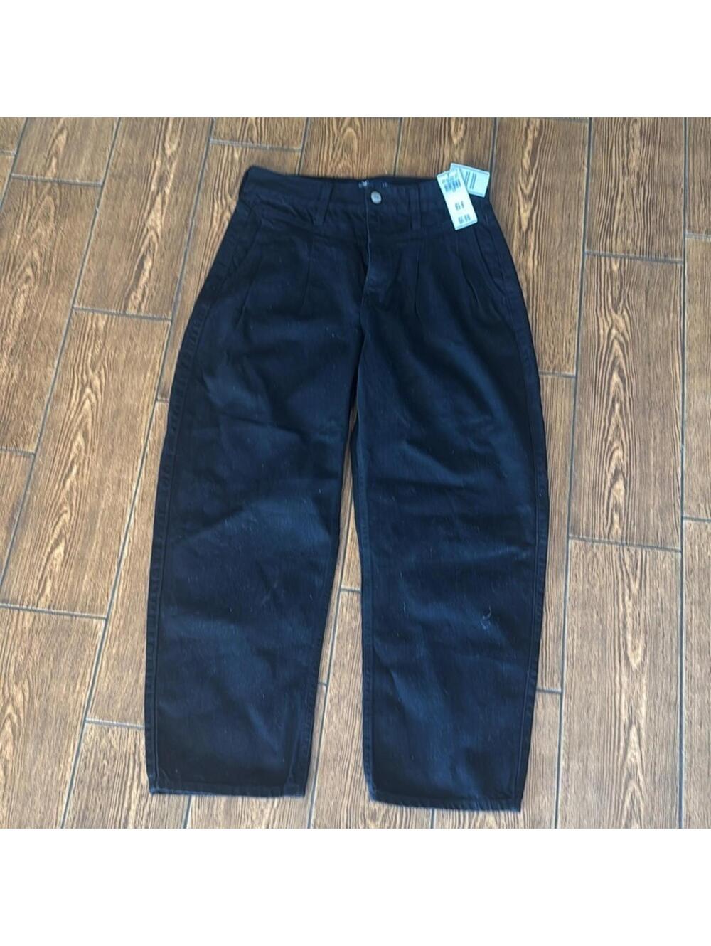 HOLLISTER HIGH-RISE BLACK BARREL JEANS SZ 5R NWT